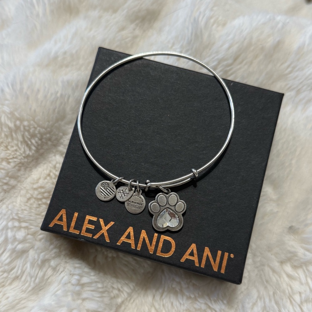 Alex and Ani Silver Paw Charm Bracelet